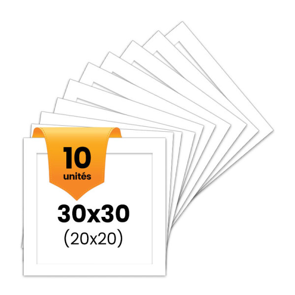 photo-10 passe-partout - Blanc - 30x30cm - Photo 20x20cm - Pour cadre - Encadrement