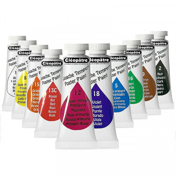 Lot De 10 Tubes De Gouache Tempera - Cléopâtre | Artmania