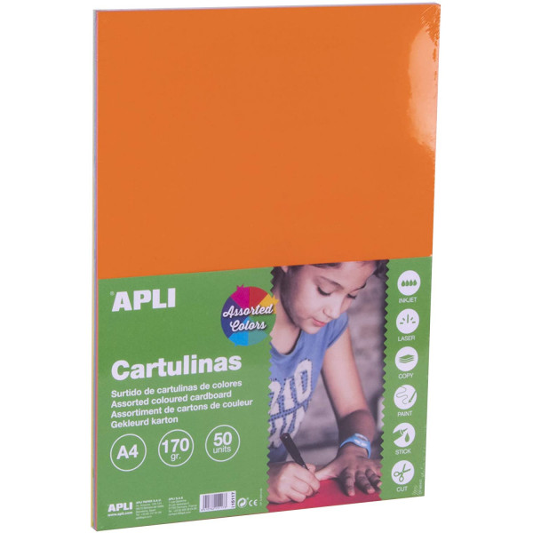 50 Cartons De 170Gr A4 Couleurs Assorties Apli 15117 | Artmania