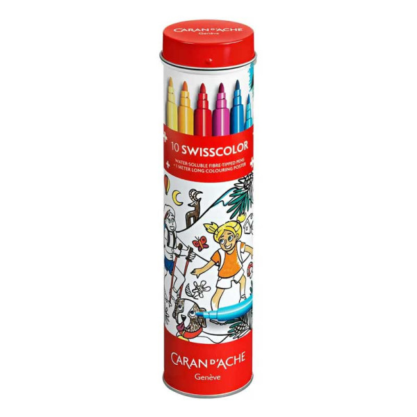 photo-10 feutres de coloriage - Enfant - Inclus 1 poster - Boîte métal - Carand' Ache