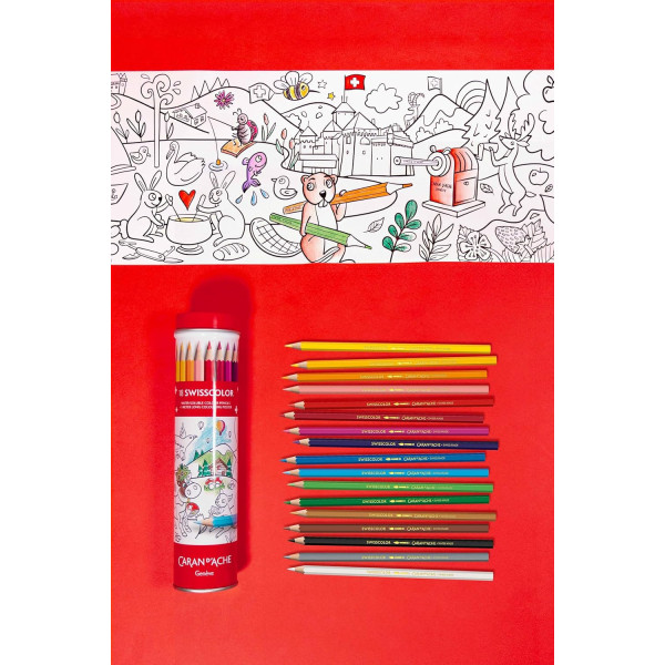 18 crayons de couleur - Enfant - Aquarellable - Inclus 1 poster - Carand' Ache