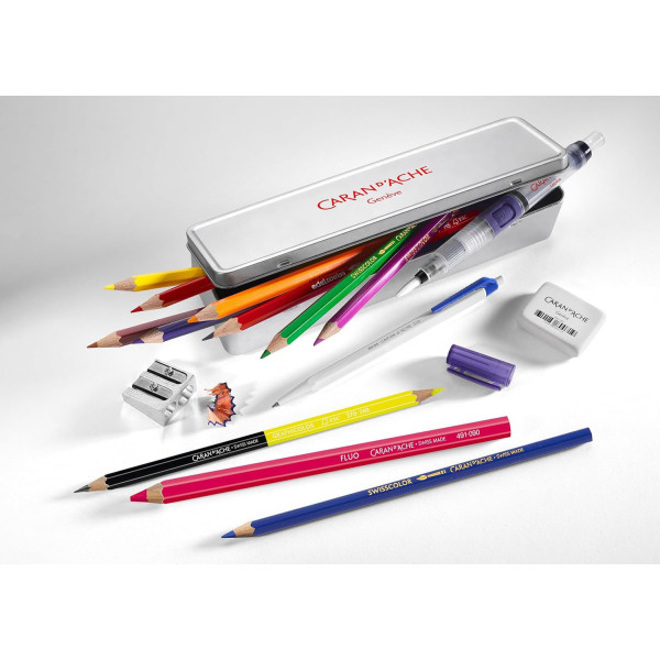 Coffret - 16 pièces - Crayons + pinceau à réservoir + accessoires - Carand'Ache
