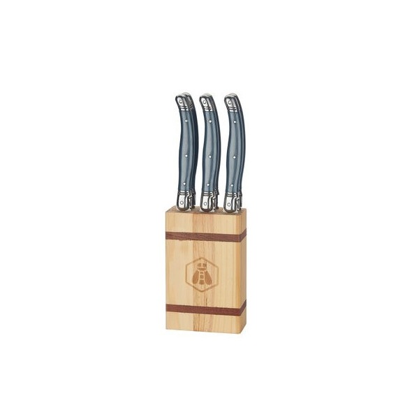 Bloc de 6 couteaux Laguiole avec manche en plastique