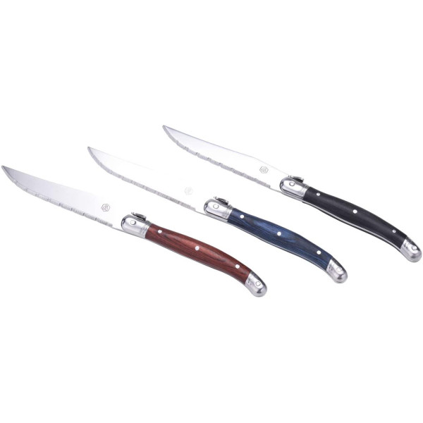 Set de 6 couteaux à steack Laguiole manche en bois pakka
