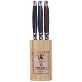 Set de 6 couteaux à steack Laguiole manche en bois pakka