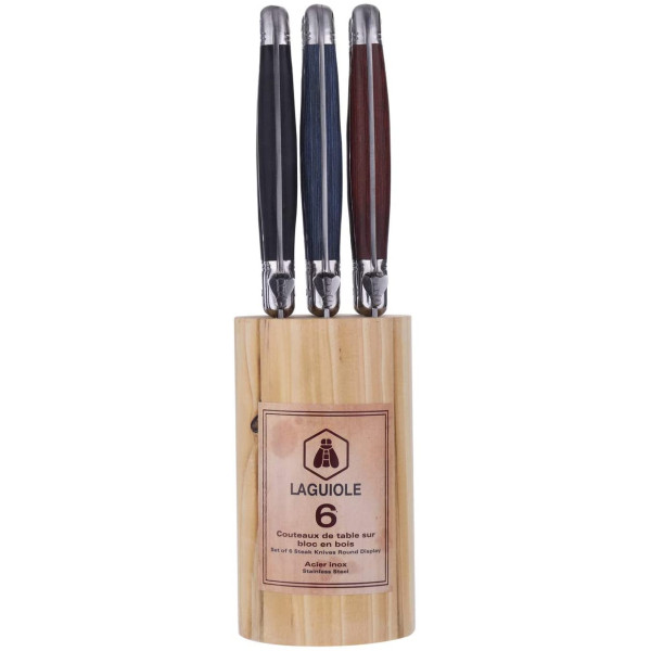 Set de 6 couteaux à steack Laguiole manche en bois pakka