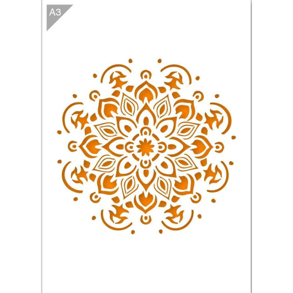 Pochoir mandala format A3 décoration peinture QBIX