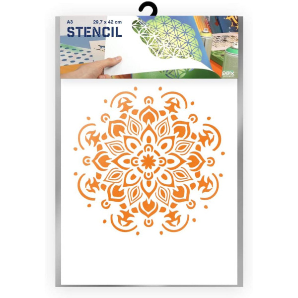 Pochoir mandala format A3 décoration peinture QBIX