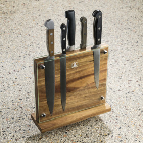 Support repose couteaux aimanté Laguiole en bois d'acacia