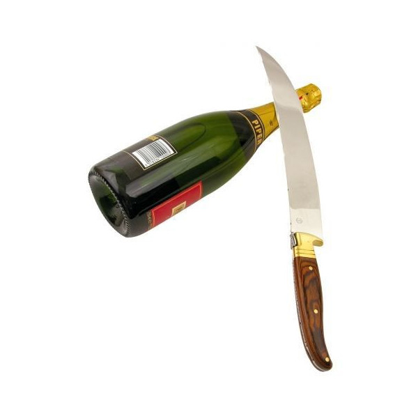 Sabre à champagne Laguiole avec lame en acier et manche en bois exotique