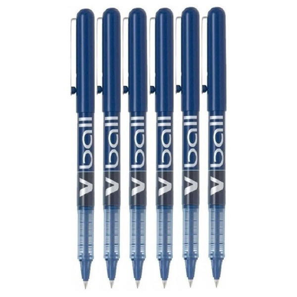lot-6-stylos-roller-v-ball-07-bleu-pilot