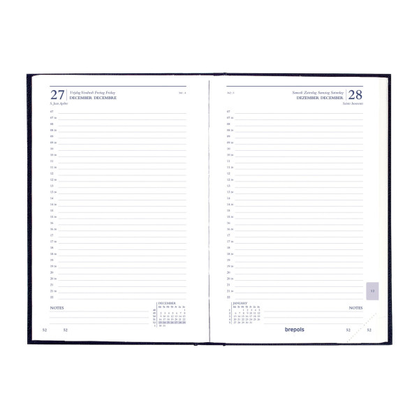 Agenda 2023 Brepols Saturnus Basic 1 jour par page 13 x 20,8 cm noir