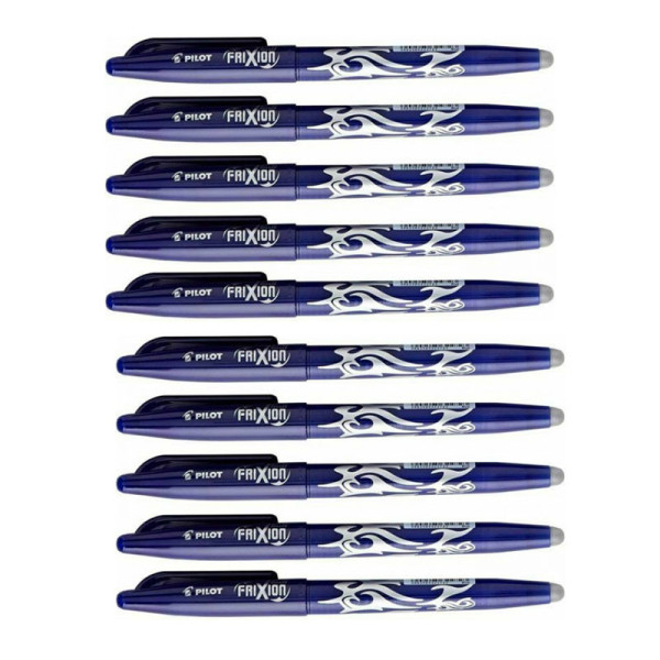 Lot de 10 stylos FriXion Ball pointe moyenne 0.7mm bleu Pilot