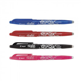 Lot de 4 stylos FriXion Ball pointe moyenne 0.7mm bleu rouge noir rose Pilot