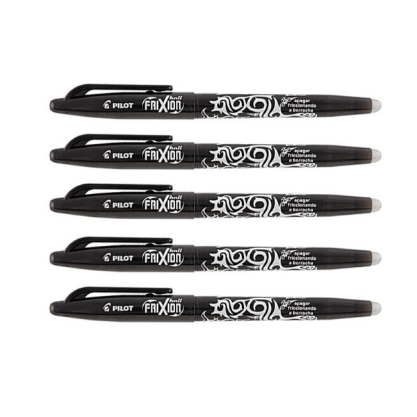 Lot de 5 stylos FriXion Ball pointe moyenne 0.7mm noir Pilot