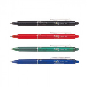Lot de 4 stylos FriXion Ball Clicker pointe moyenne 0.7mm bleu rouge noir vert Pilot