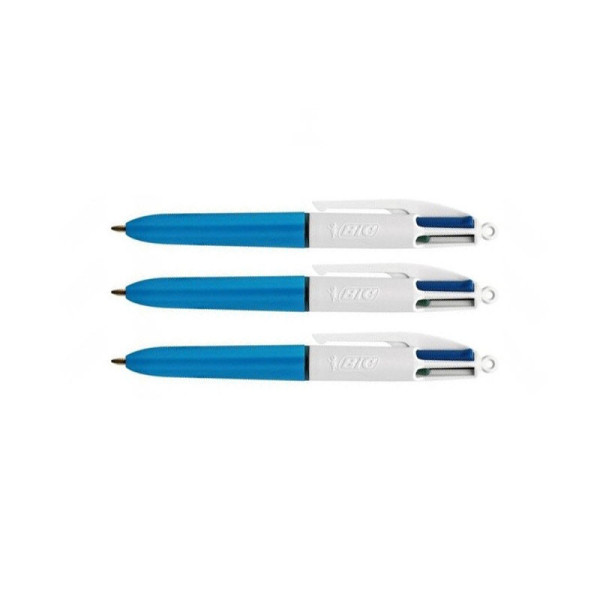 Lot de 3 stylos 4 couleurs BIC Pointe Moyenne Format mini corps bleu