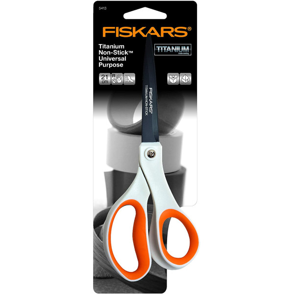 photo-Ciseaux titanium Fiskars multi-usages 21 cm droitier gaucher