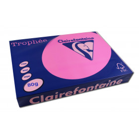 500 feuilles A4 - 80g - Couleur Fluo - Rose Fluo - Trophée Clairefontaire