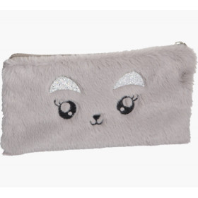 photo-Trousse - Plate - Rectangulaire - Fourrure - Gris - 22 x 12 cm