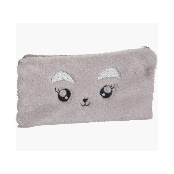 photo-Trousse - Plate - Rectangulaire - Fourrure - Gris - 22 x 12 cm