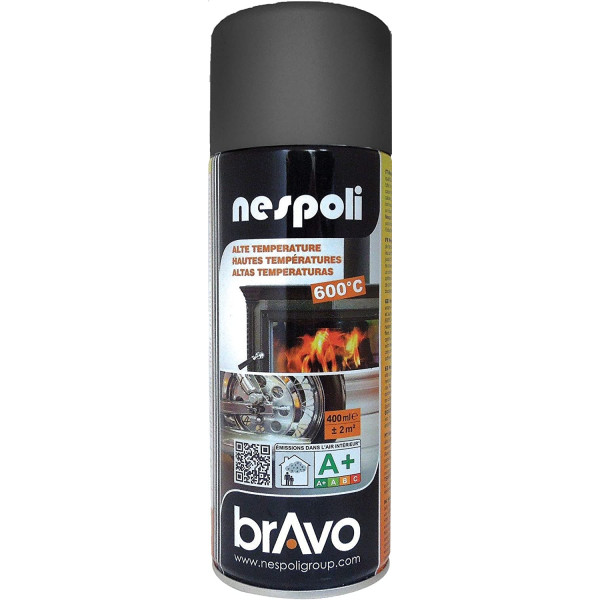 Bombe de peinture professionnelle Nespoli - haute température noir - 400ml | Artmania