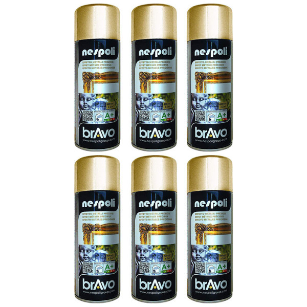 Lot de 6 bombes de peinture professionnelle Nespoli - chrome or