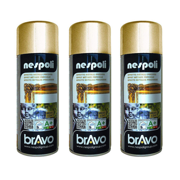 Lot de 3 bombes de peinture professionnelle Nespoli - chrome or