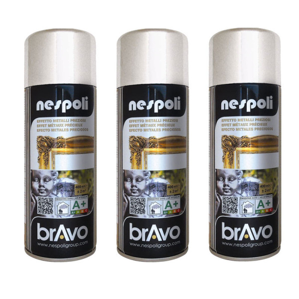 Lot de 3 bombes de peinture professionnelle Nespoli - chrome argent