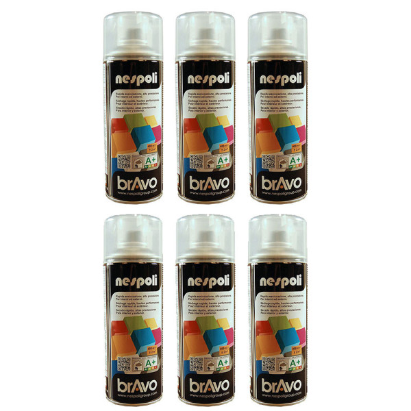 Lot de 6 bombes de peinture professionnelle Nespoli effet brillant vernis transparent