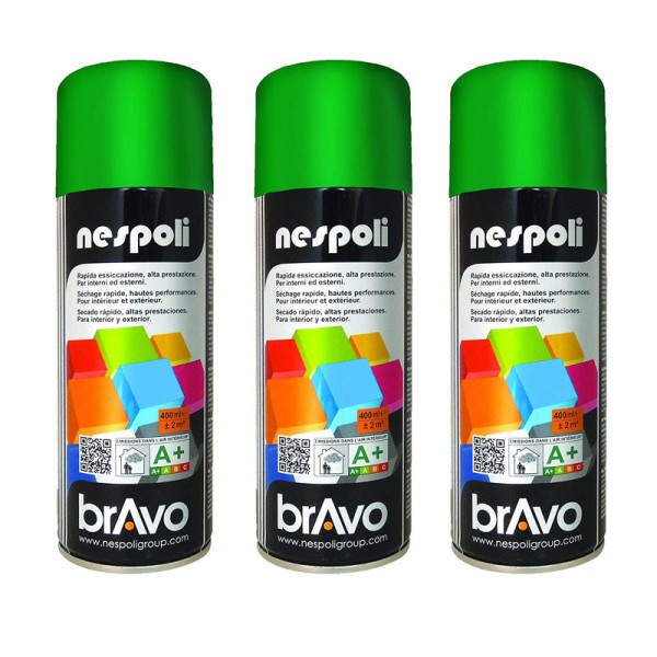 Lot de 3 bombes de peinture professionnelle Nespoli - vert jardin