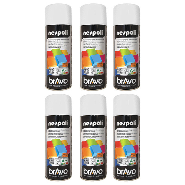 Lot de 6 bombes de peinture professionnelle Nespoli - blanc neige brillant