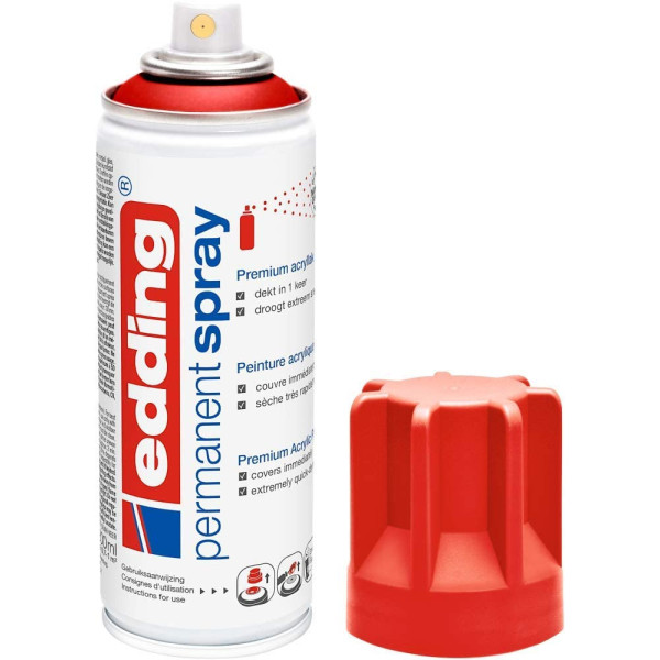 Bombe de peinture acrylique permanent Edding 5200 rouge mat
