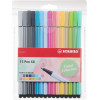 photo-Pochette de 15 feutres de dessin STABILO Pen 68 - pointe moyenne - coloris pastel