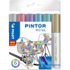 Pochette de 6 marqueurs peinture multi supports Pintor Pilot coloris métallisés