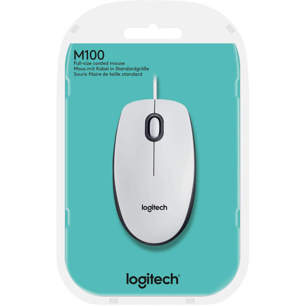 Souris Filaire USB Logitech M100 blanche
