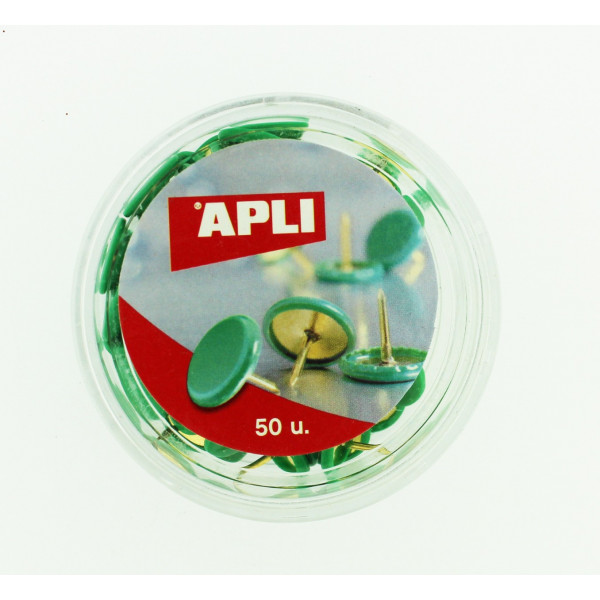 Boîte de 50 punaises à têtes plates - Vert - Apli