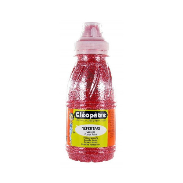 Flacon de peinture à l'eau pailletée Cléopâtre 250ml rouge