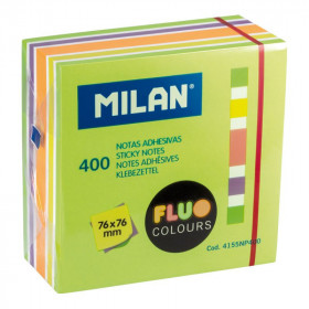 Bloc de notes adhésives 76 x 76 mm Milan couleurs fluo