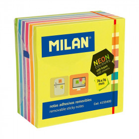 Bloc de notes adhésives 76 x 76 mm Milan couleurs fluo