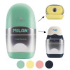 Boîtier taille-crayons et gomme Capsule Silver Milan
