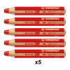 Lot de 5 crayons de couleur Woody Rouge - Stabilo