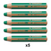Lot de 5 crayons de couleur Woody 3in1 Vert - STABILO