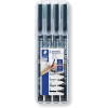 Etui de 4 feutres noirs permanents assortiment de pointes Staedtler Lumocolor