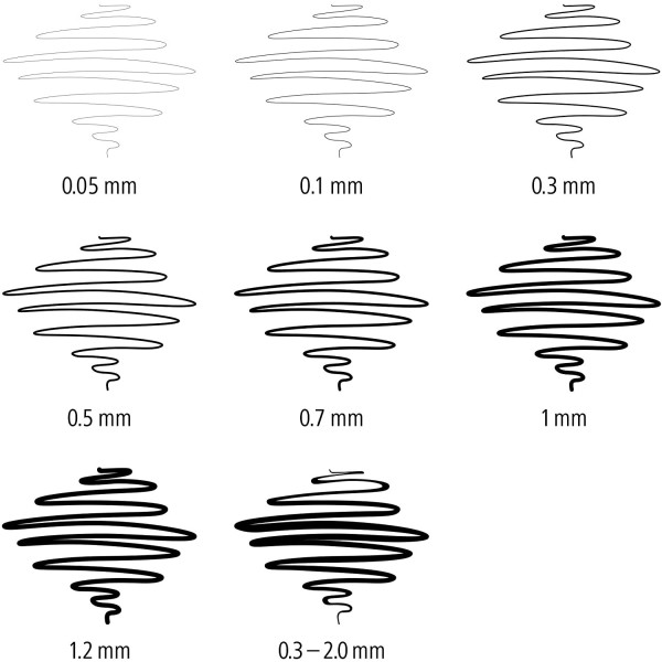 Lot de 8 feutres noirs Staedtler Pigment Liner assortiment de pointes