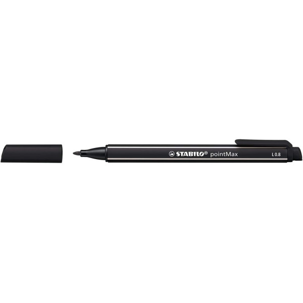 Feutre STABILO pointMax pointe moyenne 0.8mm Noir | Artmania