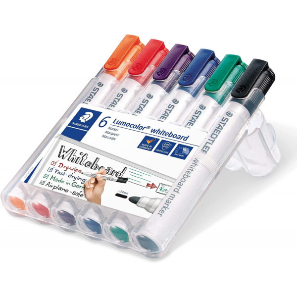 6 marqueurs - Effaçable - Ardoise - Tableau blanc - Pointe ogive - Staedtler