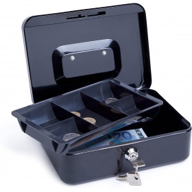 Caisse à monnaie en acier 5 compartiments 20 cm noir Rapesco