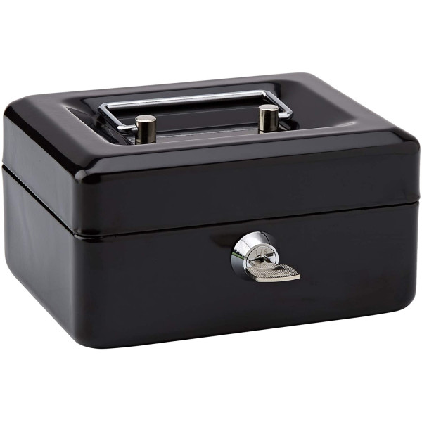 Caisse à monnaie en acier 5 compartiments 15 cm noir Rapesco