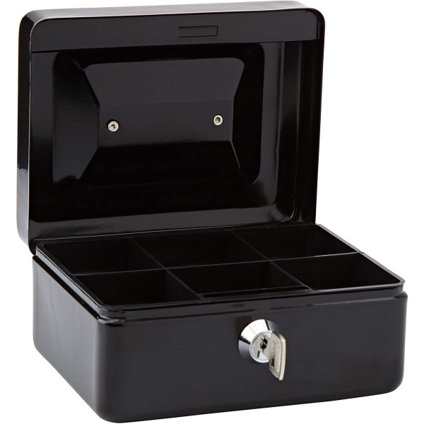 Caisse à monnaie en acier 5 compartiments 15 cm noir Rapesco
